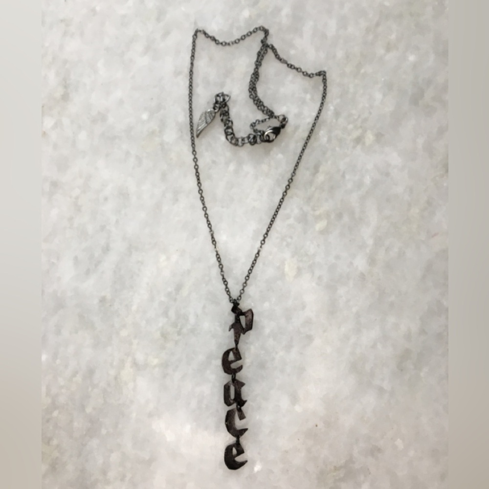 Peace Necklace Handcrafted Brass 16-18 inches long - Picture 5 of 16